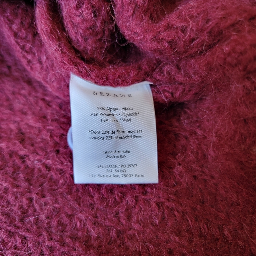 (sold) Sezane Emile Alpaca + Wool πβ€οΈπ¦ Cardigan, Burgundy Large - Picture 6 of 12
